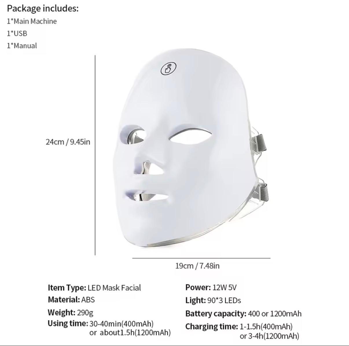 Máscara Facial LED Luz Roja - Rejuvenecimiento Eficaz